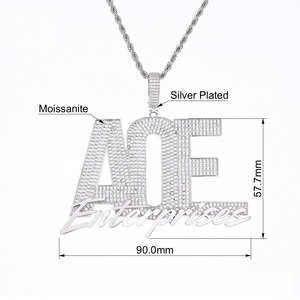 Pendentif AOE Enterprise en Moissanite pour Homme, Argent 925, Personnalisable avec Nom, Collier Hip Hop Iced Out, Bijou Léger et Audacieux - Product Image 6