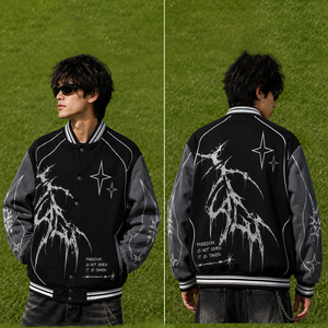 SHH INDUSTRIES Custom Graphic Varsity <b>Jacket</b> <b>Men</b> Oversized Streetwear Baseball Bomber <b>Jacket</b> Printed College Letterman Coat OEM - Product Image 5