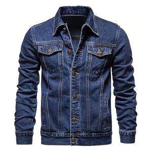 Chaqueta de Mezclilla Lavada de Corte Regular para Hombre, Cierre de Botones Cómodo, Chaqueta Clásica Informal para Exteriores y Calle - Product Image 1