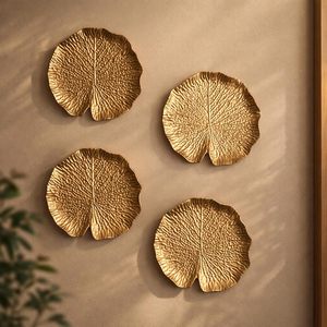Gold Plated <b>Leaf</b> <b>Wall</b> Art <b>Decor</b> 4Pcs Bohemian Hanging Floral Botanical <b>Wall</b> Accents Irregular Shape Handmade - Product Image 1