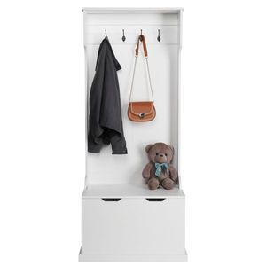 Armadio Indipendente Bianco con Scaffali Multipli, Appendiabiti da Camera da Letto/Veranda con Ganci per Vestiti - Product Image 4
