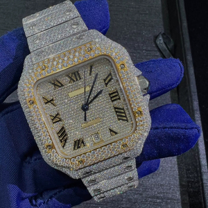 Reloj de Lujo de Moda Hip Hop de Acero Inoxidable con Diamantes de Moissanita VVS, Movimiento de Cuarzo, para Hombre, Logotipo Personalizado, Venta al por Mayor, Pasa el Test de Diamantes - Product Image 1