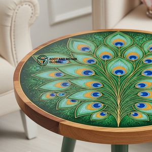Designer Green Meena Pattern Wooden <b>Stool</b> – Artistic Round Side <b>Stool</b> for Modern Home Decor - Product Image 6