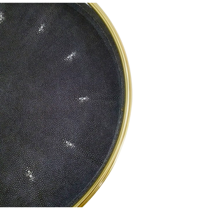 Bandeja Redonda Decorativa Grande para Servir Comida, Modelo DPC 090, Venta Directa, Lujo, 0.51x0.51x0.06, Imitación Rafia, Color Carbón - Product Image 6