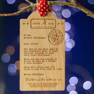 Ornement de Noël en bois gravé, lettre du Père Noël, télégramme du Pôle Nord, rectangulaire, à suspendre au mur, décoration de fêtes, style traditionnel - Product Image 3