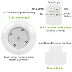 Set di 3 Luci Notturne LED Dimmerabili Senza Fili a Batteria per Armadio con Telecomando e Design Adesivo - Product Image 2