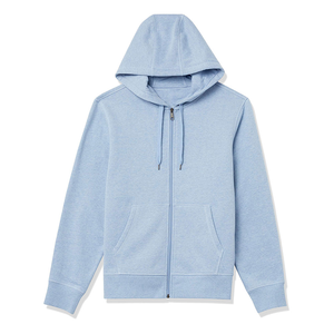 Sweat-shirt à capuche zippé bleu clair pour homme, coupe décontractée, manches longues, poche kangourou - Product Image 6