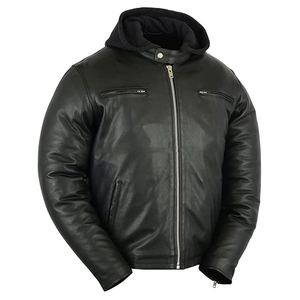 Veste en cuir d'hiver pour homme de qualité supérieure, tendance, avec col montant et logo frontal – Vente en gros - Product Image 2