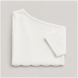 Camiseta Blanca de Manga Corta y un Hombro Descubierto para Mujer, Corte Ajustado, WTS-0151 - Product Image 5