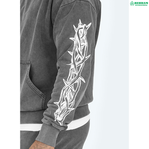 Sudadera con capucha de alta calidad, gruesa, con estampado lavado a la piedra, personalizada para hombre, transpirable, para otoño. - Product Image 5
