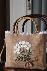 Natural Fiber Cotton <b>Medium</b> Casual Eco-Friendly Reusable Tote <b>Bag</b> for Shopping and Daily Use - Product Image 2