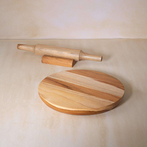 Juego de Rodillo y Tabla para Amasar de Madera Premium, Chakla Belan Hecho a Mano para Cocina, Repostería y Preparación de Roti - Product Image 4