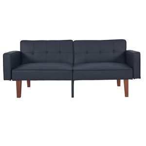 Sofá Futón Moderno de Mediados de Siglo con Brazos Enrollados, Respaldo Acolchado y Patas de Madera y Metal, Sofá Reclinable Ajustable Convertible en Cama - Product Image 2