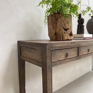 Mesa Consola Estrecha Antigua de Madera Maciza para Entrada o Pasillo, Mueble Rústico Vintage para Decoración de Sala de Estar Estilo Granja - Product Image 5
