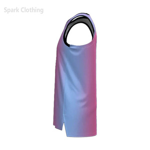 Nouveau maillot de basket personnalisé pour homme, sans manches, imprimé par sublimation, dégradé de couleurs, respirant, en polyester, débardeur unisexe pour adulte - Product Image 3