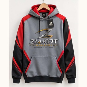 Sweat-shirt à capuche sportif personnalisé Ziakot Industry, rayé blanc et noir, rouge-noir, vente en gros directe - Product Image 5