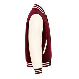 เสื้อแจ็คเก็ตวาร์ซิตี้สีแดงเลือดหมูและสีครีมสำหรับผู้ชาย พร้อมซิปและกระเป๋า สไตล์พรีปปี้ เหมาะสำหรับใส่ในฤดูใบไม้ร่วง สวมใส่สบาย ระบายอากาศได้ดี - Product Image 4