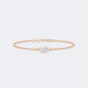 Bracelet à maillons en or 14K avec diamants de laboratoire taille marquise et ovale 0,50 carat total, coupe brillante VVS VS DEF, chaîne délicate multi-formes - Product Image 4