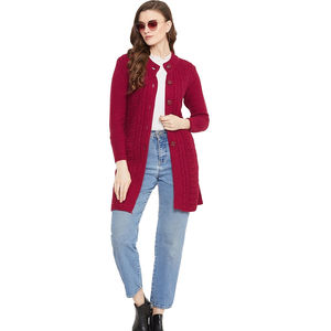 Suéter de Punto Trenzado para Mujer, Personalizado al por Mayor, Cómodo, de Manga Larga, Suave y Ligero, para Otoño e Invierno, Informal, con Botones, Tipo Cárdigan - Product Image 2