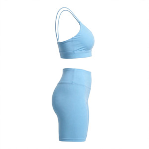 Conjunto Deportivo para Mujer, Color Personalizado, Bra Deportivo sin Varillas, Shorts de Cintura Alta, Estilo Deportivo, Secado Rápido, para Todas las Temporadas - Product Image 3