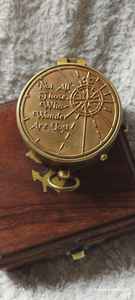 กล่องไม้เก็บเข็มทิศทะเลแบบโบราณ ลายโลหะขัดเงา ทรงกลม ลายนูน |   ของตกแต่งโต๊ะทำงาน Explorer Gift Calvin Handicraft - Product Image 2