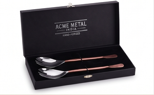 <b>Salad</b> Servers Set Stainless Steel Mirror Finish Rose Gold Handles <b>Salad</b> <b>Tools</b> for Events Catering Restaurants Handcrafted - Product Image 3