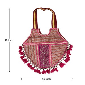 Premium Quality Kambhari Jogeshwar Artisan Red Color <b>Boho</b> Hand <b>Bag</b> Available for Affordable Price from India - Product Image 3