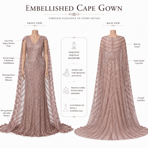 Luxury Rose Gold Sequin Evening Gown for <b>Women</b> V Neck <b>Cape</b> Sleeve Mermaid Maxi Dress Formal Party Wedding Reception Prom Dress - Product Image 5