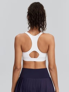 Women Keyhole Racerback Sports Bra Scoop <b>Neck</b> <b>Padded</b> Yoga Crop Top Medium Support Tennis Fitness Gym Tank Activewear Blanks - Product Image 6