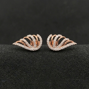 Diamond Clover Stud Earrings 10K Rose Gold 0.36ct IGI Certified Women Classic Engagement Party Wedding Anniversary Gift - Product Image 2
