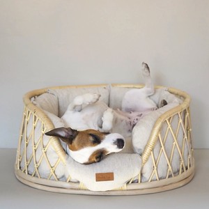 Produits de literie tendance pour animaux de compagnie, chat, chien, lits tissés en rotin, lit en osier pour chiens avec matelas de coussin de sommeil - Product Image 2