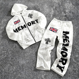 Conjunto Deportivo Personalizado con Logotipo para Hombre, Sudadera con Capucha y Cremallera Oversize con Estampado DTG, Pantalones Deportivos, Ropa Deportiva Casual Americana de 2 Piezas - Product Image 2