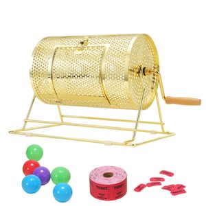 Tamburo Metallico per Lotteria con Manico in Legno per 2500 Biglietti e 100 Palline da Ping Pong 11,6 X 7,48 Pollici - Product Image 1