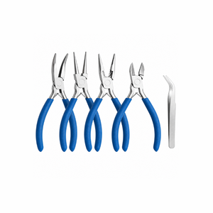 MANAN INSTRUMENTS Juego de Pinzas para Joyería de Acero Inoxidable con Mangos Azules para Manualidades, 5 Piezas, Incluye Pinzas para Anillos - Product Image 6