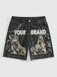 Pantalones Cortos de Mezclilla para Hombre, Estilo Vintage, Personalizados, con Pedrería, de Fabricante de Ropa Urbana - Product Image 5