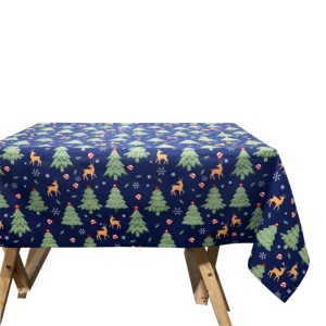 New Christmas Printed Design <b>Table</b> Cloth 100% Cotton Soft Quality Navy Blue With Tree Pattern <b>Table</b> Cloth <b>for</b> Home Decor - Product Image 3