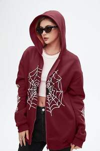 Sudadera con capucha Y2K sólida con cremallera, logo frontal, para hombre y mujer, oversize, informal, transpirable, para otoño e invierno - Product Image 4