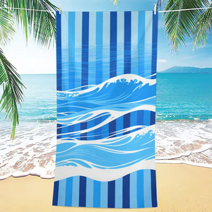 Serviette de plage en coton pour la plage, douce, séchage rapide, imprimée, résistante au sable, motif rayé, tissu absorbant - Product Image 3