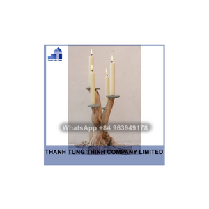 Tempat Lilin Kayu Driftwood Retro Ramah Lingkungan, Candelabra Kayu Alami untuk Dekorasi Meja, Buatan Vietnam - Product Image 2