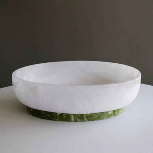 Plat de service en résine blanche à motif tourbillonné, avec pied, fait main, durable, moderne, de luxe, pour fêtes, vaisselle de cuisine et de salle à manger - Product Image 5