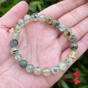 Natural Prehnite <b>Bracelet</b> Green Prehnite <b>Beaded</b> <b>Bracelet</b> For Healing Reiki Energy Jewelry Wholesale 8mm - Product Image 3