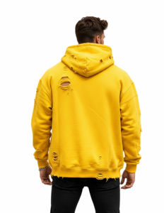 Sweat à capuche unisexe zippé effet vieilli, coupe oversize en molleton, style streetwear, avec poches, 100% coton - Product Image 5