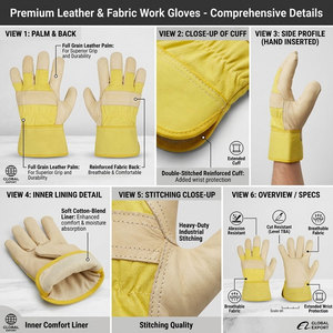 Gants de travail d'hiver en cuir de vachette grainé robuste avec doublure en polaire pour la sécurité industrielle et la construction par temps froid - Product Image 6