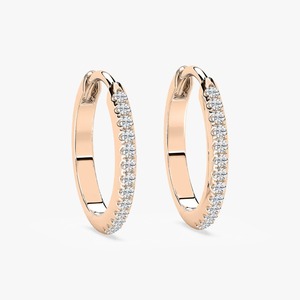 Pendientes de Aro Huggie de Oro Rosa de 14K con Diamantes Creados en Laboratorio de Alta Calidad, Corte 0.18ctw, Certificados por IGI, Joyería Moderna para Mujer HIPHOPSTAR - Product Image 4