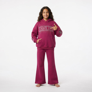 Conjunto de Sudadera con Pedrería y Pantalones Acampanados para Niñas, Ropa Deportiva de Dos Piezas, Estilo Urbano, Personalizada, Venta al Por Mayor - Product Image 5