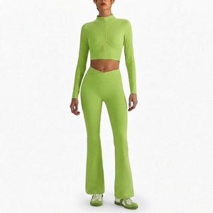 Conjunto de Ropa Deportiva para Mujer, Chaqueta Corta de Manga Larga, Leggings Ajustados de Cintura Alta, Ropa Deportiva para Yoga y Ejercicio - Product Image 5