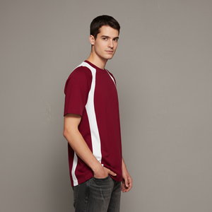 T-shirts courts en coton tricoté 100% avec bordure contrastée pour hommes, grandes tailles, impression personnalisée, qualité supérieure, coupe classique, col en V - Product Image 5