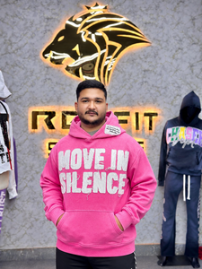 Custom <b>Pink</b> Pullover <b>Hoodie</b> Men Applique Letter Graphic Streetwear Oversized Fleece Sweatshirt Kangaroo Pocket Heavyweight - Product Image 2