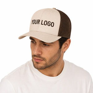 Private Label Wholesale Custom Woven Patch Distressed Trucker <b>Cap</b> Polyester Mesh Back Waxed Canvas Front For Adult Unisex <b>Caps</b> - Product Image 1