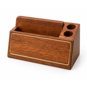 Support de bureau pour cartes de visite et stylos en bois de manguier - Artisanat artisanal - Vente en gros - Product Image 1